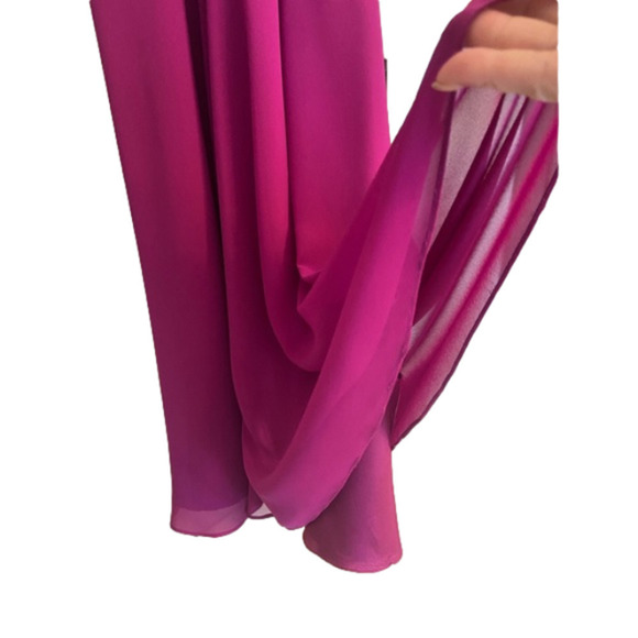 HOST PICK! NWOT #Barbiecore Halter Dress w/ Empire Waist & Chiffon Overlay. - Picture 6 of 14